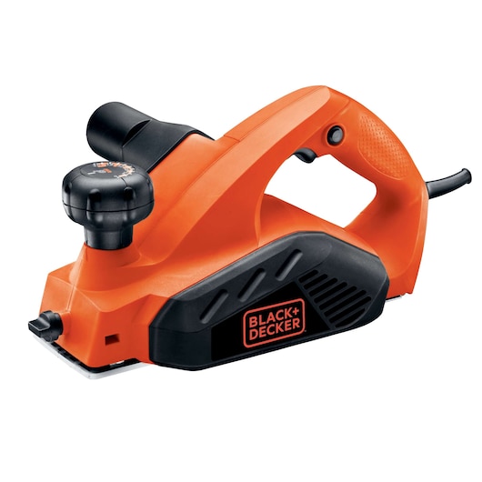 BLACKDECKER 7698 electric hand planer, orange and black, side angle, photography with white background