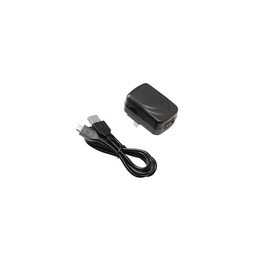 BLACKDECKER BD40K27 USB charger and black cable, product photography, front angle on white background.