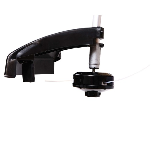 BLACKDECKER GST26 grass trimmer head and guard, side angle, white background.