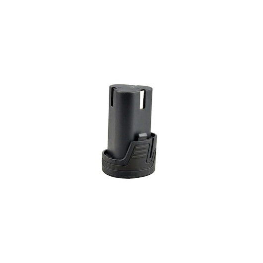 BLACKDECKER HP12 black cylindrical tool battery front angle on white background.
