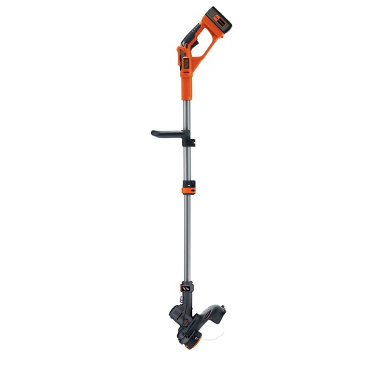 BLACKDECKER LST136 orange cordless string trimmer, front angle on white background.